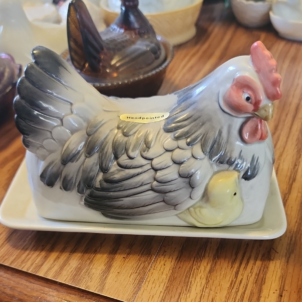 Otagiri Gray and White Ceramic Decor Accent Butter Dish